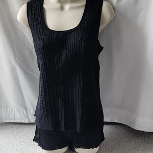 Chaps Classic Black Cable Knit Tank Top/Sweater vest